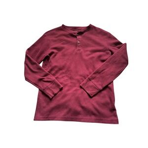 Boys The Children's Place Waffle Knit Henley Shirt Size M 7/8 Burgundy as is